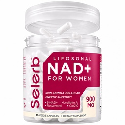 NAD+ Tilskudd til kvinner - NMN Alternativ med β-NAD+, Trans-Resveratrol, CoQ10, D-Ribose - fremmer cellefornyelse, energi og strålende hud helse - 60 kapsler Avansert