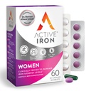 Active Iron Supplement 25mg + Multivitamin for kvinner - klinisk bevis for å øke energi og redusere tretthet - Gentle, ikke-innstoppende jern + kvinners multivitamin - 30 kapsler + 30 tabletter