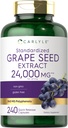 Carlyle Grape frø ekstrahere 24 000 mg ekvivalent 240 kapsler | Maksimal styrke standardisert ekstrakt | Ikke-GMO, Glutenfri