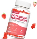 Kalium magnesium Supplement Gummier for voksne barn, magnesiumglycinat & Kalium Citrat, Plus Multivitamin, Omega-3 & Black Pepper, Legekramper, Muskel og hjerte helse, 60ct