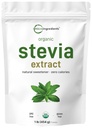 Pure Organic Stevia Powder, 1 Pound (2 837 Serveringer), Høyeste kvalitet Stevia Grønn Leaf Extract Reb-A | Redusert Bitter Ettersmak | 0 Calorie, Naturlig søtningsmidler, Sukker Alternativ, Keto Vennlig