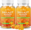 2 pakker Shilajit Gummies 1000mg Sukker Gratis - Shilajit Supplement for menn og kvinner - Høyt i 85+ Spor Mineraler & Fulvsyre - Energi, hjerne, immunitet - 120 Gummies