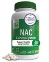 Helse Thru Nutrition NAC N-Acetyl-Cysteine 600 mg 60 kapsler | Vegansk sertifisert | Den reneste NAC Supplement | Støtter sunn lunge, leverfunksjoner og cellulær helse | Ikke-GMO Soja & Glutenfri