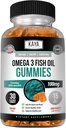 Kaya Naturals Omega 3 Fish Oil Gummies -Fish Oil Supplement med EPA & DHA fettsyrer - hjelper støtte hjerne, øye, hjerte helse og immun støtte - ikke-GMO - 30 teller