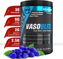 VASOBLITZ Award vinner dobbel nitric oksid pre trening med NO3T Arginin nitrat, L-Citrullin,Betaine Anhydrous,Calcium lactate, Caffeine gratis for muskulær utholdenhet(30 servering) (blå bringebær)