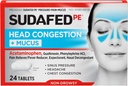 Sudafed PE Head Congestion + Mucus Tabletter for Sinus trykk, smerte og kongessjon, 24 ct