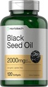 Horbaach Svart Seed Oil Kald Pressed Softgel Kapsler | 2000mg | 120 Count | Supplement med Omega 6 og 9 | Nigela Sativa | Ikke-GMO og Glutenfri