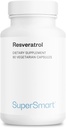 Supersmart - Resveratrol 40mg per dag (veltolerert) - Økologisk rød drueekstrakt - høy potens Resveratrol Supplement | Ikke-GMO & Glutenfri - 90 vegetariske kapsler