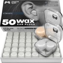 PQ Wax ørepropper for sovende, svømming - 50 støy som kansellerer silikon gele voks ørepropper, ørebeskyttelse for søvn og svømming, myk voks pillows med lydblokkeringsnivå 32Db, (50 pillows), farge: hvit