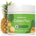 Santo Remedio Colon Plus, Colon Cleanser, Dietary Psyllium Husk Fiber og Probiotika Supplement, 30 Services, Pineapple Flavor