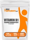 BulkSupplements.com Thiamine Mononitrat pulver - vitamin B1 pulver, Thiamin B1 Supplement - B1 Vitaminer, Glutenfri, 125 mg per servering, 100g (3,5 oz) (Pack of 1)