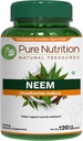 Pure Nutrition Neem Kapsler 700mg. (Equivalent til 2600mg Neem Leaf pulver og Bark pulver) Ikke GMO | En gang daglig | 120 dagers forsyning.
