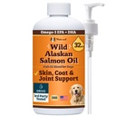 Naturlig Dog Company Wild Alaskan Salmon Oil Formula med Omega 3, Fiskeolje for hund Supplement, Hud & Coat Hundeolje, Kylling Relief, Immunstøtte for Joints & Heart, Mat Topper, 32 oz