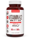 vitamin K2 D3 Supplement 5000 IU D3 og 180 MG vitamin k2 MK7 Supplement for sunne bein, sunn hjerte og kardiovaskulær helse-60 lett å svelge grønnsaker caps av MenaQ7 K2 MK7