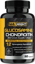 Glucosamine Chondroitin MSM Turmeric, Boswellia, 12-i-1, felles komfort, mobilitet, smøring og styrke for menn kvinner og eldre, 90-fanen, Ingen skallfisk