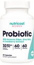 Nutricost Probiotic for kvinner 30 milliarder CFU, 60 kapsler - Kompleks med Acacia Fiber, Uva Ursi & Cranberry Extract, Ikke-GMO & Glutenfri