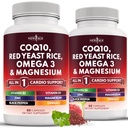 Ny Age COQ10 200mg Rød Yeast Rice 3000mg Omega 3-6-9 3000mg Magnesium Complex 500mg Sink Vitamin K2 D3 - Vitaminer for kvinner og menn med vitamin B3, Coenzym Q10-120 Count