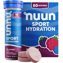 Nuun Sport Electrolyte Tabletter med magnesium, kalsium, kalium, klorid og natrium, Glutenfri & Vegan, Tri-Berry, 8 Pack (80 Serverer totalt)