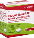 Leder Mucus Relief PE Sinus Congestion, Forventning; Nasal Decongestant, Tynner og Loosens Mucus, Umiddelbar, Allevies Bryst Congestion, 50 tabletter