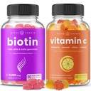NutraChamps Biotin Gummier og (2-Pack) Vitamin C Gummies Bundle