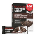 MUSASHI Protein Crisp Bar, 20g Protein, 4g Total Sukker, Sjokolade Brownie, Post Trening og Snack on the Go, 12 Pack of 2.1oz (60g) Bars