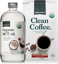 Natural Force Organic Ground Clean Coffee + Organic MCT Oil Bundle – 100% ren kokosnøtt MCTs & Mold & Mycotoxin Gratis kaffe – ikke-GMO, keto, paleo og vegansk - 10 Oz Bag og 16 Oz Glass Flaske