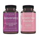 Reservering Skjønnhet, Resveratrol 500 mg, Antioksidant Supplement for hjerte og cellulær helse 30 Caps & Keratin hår booster med Biotin & Resveratrol, hår og neglevekst Supplement 120 Caps