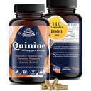 Quinin for Ben Cramps 1000 mg - 110 kapsler - Cincona Bark Extract Supplement - Quinine Capsules - Vegansk, Ikke - GMO