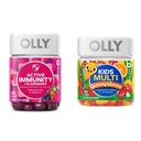 OLLY Gummy Aktivt Immunitet + Elderberry 45 Gummies & Kids Multivitamin Gummy Worms 70 Count