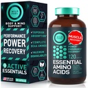 Essentielle Aminosyrer Supplement - Alle 9 EAS med BCAA Aminosyrer (Leucine, Lysin, Valine, Threonine) - 3000mg Per Serving - Muskelvekst, Power, Recovery - 120 Vegan, Koffein gratis kapsler