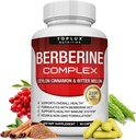 Toplux Berberine med Ceylon kanel og biter Melon 2100mg - høy renhet 97% HCL Berberine Supplement, støtter generell helse og immunsystem, ikke-GMO Vegan 90 kapsler