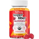 Bellway Super Fiber Gummies for voksne - Sukkerfri organisk fiber Supplement Gummies med 4 g fiber per servering - Prebiotisk Chicory Root Fiber for Digestive Gut Health, bringebær sitron, 60 greve