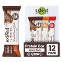 Forleng sukkerfri proteinbarer, perfekte diabetiske snacks, høy protein og fiber, sultekontroll og stabil energi, lav carb, ketovennlig (12 greve, variasjonspakke)