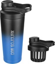 DIW 24 oz Shaker Flaske, Stainless stål blandingsflaske med støyfri design, isolert metall Shaker Cup for proteinblandinger og pre trening, Gym Cup Shaker (svart&Blue)