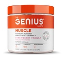 Genius Merke Genius Muskel - Muskel Helse Supplement for vekst, utholdenhet og gjenoppretting - Ikke-Hormonal Formula - 6 Organiske Muskler - Naturlig-Sweeted - 30 Serveringer - Jordbær Vanilla