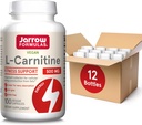 Jarrow Formler L-karnitin 500 mg - 100 Veggie Licaps - Viktig kofaktor for energiproduksjon (ATP) fra fett - Kosttilskudd - Vegansk - Opptil 100 Services, Pakke med 12