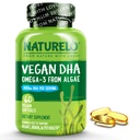 NATURELO Vegan DHA - Omega 3 olje fra Algae - Supplement for hjerne, hjerte, felles, øye helse - gir essensielle fettsyrer for kvinner, menn og barn - Komplements Prenatal vitaminer - 60 Softgels