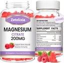 2 Pack Magnesium Citrat Gummies, høy absorpsjon Magnesium Gummies for voksne, Muskel og tenner støtte, Vegan naturlig bringebær flavor 120 Cts