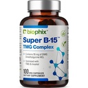 Biophix Super B-15 100 Veggie Caps - Niacin Kalsium Choline Inositol DMG TMG - støtter sunn oksygen energinivå
