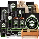 Skjeggsett for menn med skjeggvask, Beard Conditioner, Skjeggolje, Skjegg Balm, Børste, Comb, Saksors, Oppbevaringspose, Gaver til menn far ektemann
