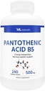 ML Naturals Pantotensyre B5 240 grønnsaker kapsler. Energimetabolisme, nevrologiske systemstøtte, NSF-sertifisert og cGMP-komplisert