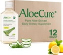 AloeCure USDA Organic Aloe Vera Juice Lemon Flavor - Laget innen 12 timers høst - Naturlig Digestive Supplement for balansert magesyre - Støtte Digestive og immun helse, 12 Btls x 16,7oz