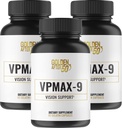 Golden Etter 50 VpMax-9 - Sight Care og Antioksidant Supplement med øyevitaminer, Lutein, Lycopen og Bilbær ekstrakt - 3 flasker