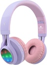 Riwbox WT-7S Kids Bluetooth Hodetelefoner Lys opp, Foldbar Stero Trådløst hodesett, med mikrofon og volumkontroll, Komfortable og holdbare, for PC / tabell / TV / Travel(Purple)