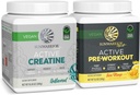 Aktiv Preworkout Hydration Blanding & Kreatin Monohydrat Powder Set | Bundle & Lagre | Ikke-GMO Soya Dairy Filler & Glutenfri (60 Serverer Uslavored Creatine, 30 Services Yuzu Mango Pre Workout)
