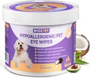 HICC PET Eyes Tørker for hunder og katter, Vet-anbefalt hund øyeinfeksjon behandling, forsiktig fjerne tear Stain, Debras, utløsning - Hypoallergenic Pet Eye Wash Cleaner for øyne, Wrinkle, Ansikt - 100pcs