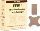 FEBU Eco-vennlig store Bamboo Bandages ® PFAS gratis bandages for Scrapes & Cuts ® Fleksibel stoff Bandage  enhver komponerbar, Latex Free Bandage ® 20 grev store