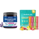 Venture Pal Moisturizing Magnesium Lotion & sukker gratis elektrolytt pulver pakker