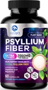 Psyllium Husk Fiber Supplement 1500mg - Vegansk prebiotisk, Oppløselig Fiber for daglig digestiv helse og regelmessig støtte, Naturlig Psyllium pulver Caps, sukker-fri, ikke-GMO & Glutenfri - 60 Kapsler