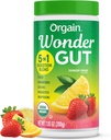 Orgain Organic Wonder Gut Fiber Supplement pulver, 5 i 1 blande med 1 milliard probiotika, Grønn, Vitamin C, Adaptogens for Gut Helse og immun støtte, ikke-GMO, Strawberry Lemonade, 7,05 oz